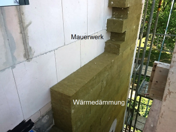 Bild 1: Die Wärmedämmung wird auf die Außenfassade aufgebracht.