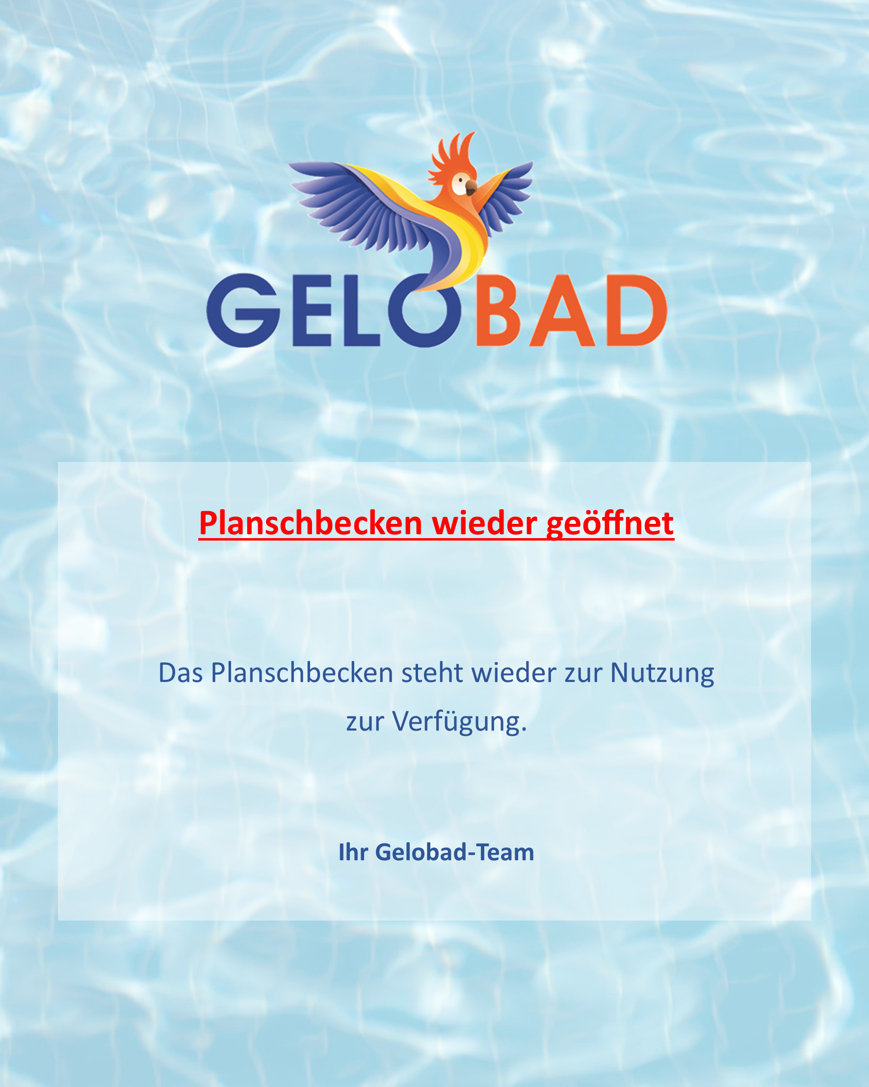Freigabe Planschbecken Gelobad