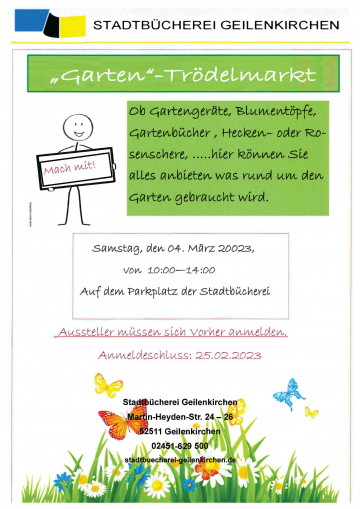 Plakat für den Garten-Trödelmarkt am 04.März 2023