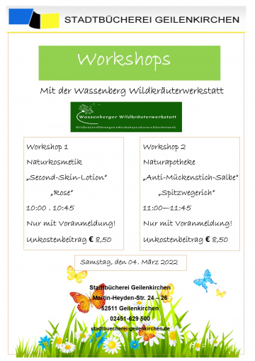 Plakat für die Kräuterwerkstatt-Workshops am 04.03.2023